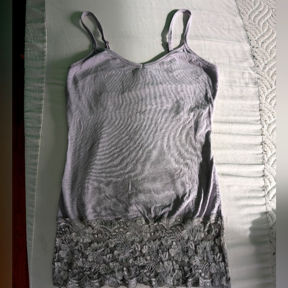 Women's Lace Trim Camisole - Gray - Picture 1 of 4